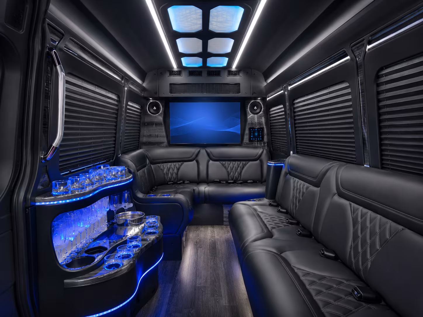 cranston 50 passenger party bus interior